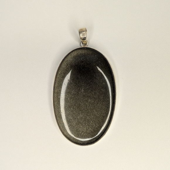 Giant Silver Sheen Obsidian S925 Sterling Silver Pendant - Picture 3 of 7